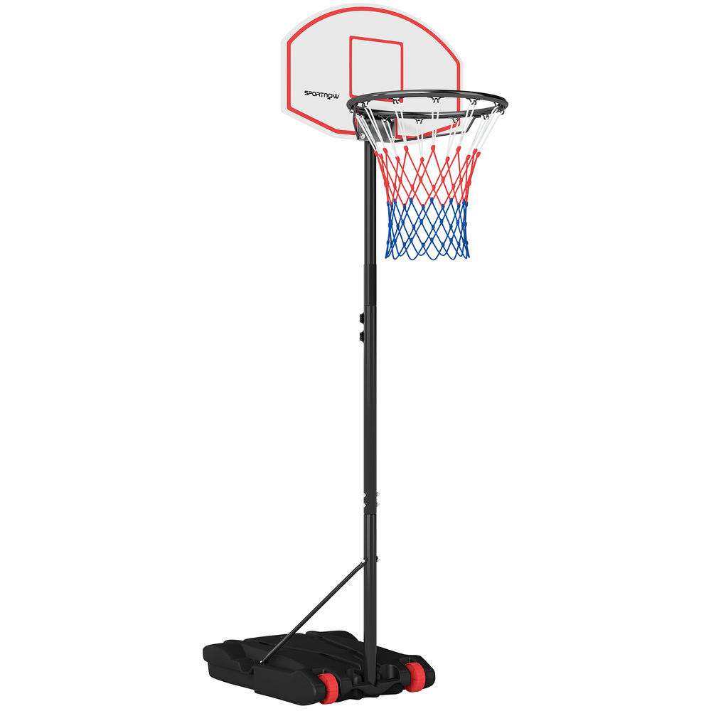 Sportnow canasta de baloncesto para exterior con tablero de dardos altura ajustable 210-247 cm aro de baloncesto portátil con ruedas base rellenable para adolescentes adulto interior y exterior negro