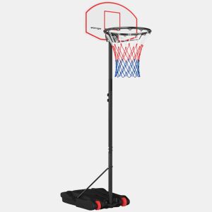 SPORTNOW Tabela de Basquetebol para Exterior com Alvo de Dardos Tabela de Basquetebol Portátil com Ajustável 210-247 cm Rodas Base Rellenável para Adolescentes e Adultos Preto