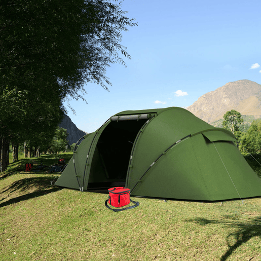 Outsunny Tenda de Campismo Familiar para 4 Pessoas Tenda de Campismo Dobrável com Bolsa de Transporte Impermeável para Praia Parque 430x240x170 cm Verde