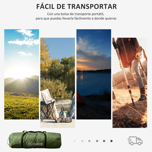 Outsunny Tenda de Campismo Familiar para 4 Pessoas Tenda de Campismo Dobrável com Bolsa de Transporte Impermeável para Praia Parque 430x240x170 cm Verde