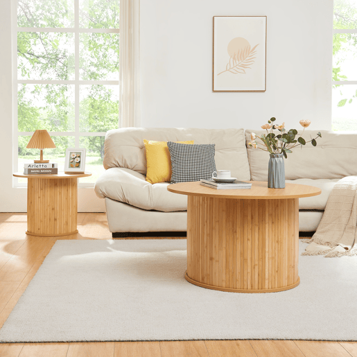 Mesa de centro Ledepid 48xØ80 cm Natural en.casa Mesa de centro Ledepid 48xØ80 cm Natural en.casa