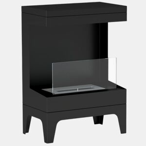 HOMCOM Lareira de Bioetanol Lareira de Bioetanol de Pé com Depósito de 0,9L Apagador de Chamas de Aço Inoxidável Tempo de Combustão 3,3H para Interiores 15-20 m² 38x22x54 cm Preto