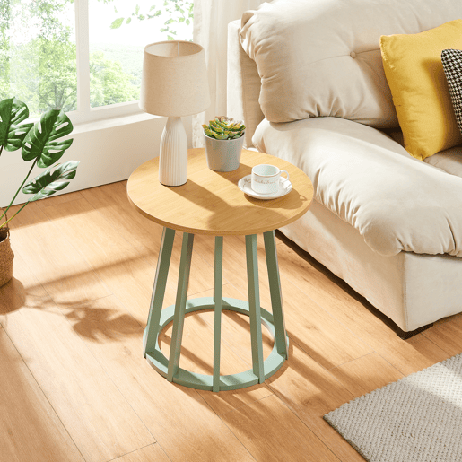 Mesa de apoio Lensuu 48xØ48 cm Verde pastelCarvalho en.casa
