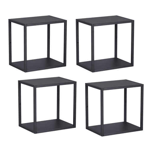 Conjunto de 4 prateleiras de parede em cubo Nostened metal Preto en.casa