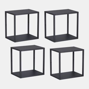 Conjunto de 4 prateleiras de parede em cubo Nostened metal Preto en.casa