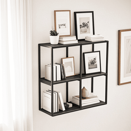 Conjunto de 4 prateleiras de parede em cubo Nostened metal Preto en.casa