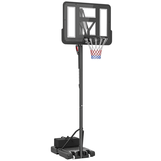 SPORTNOW Tabela de Basquetebol de Exterior com Altura Ajustável 235-305 cm Tabela de Basquetebol com Suporte Rodas Base Recarregável e Bolsa de Peso 90x60x305 cm Preto