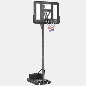 SPORTNOW Tabela de Basquetebol de Exterior com Altura Ajustável 235-305 cm Tabela de Basquetebol com Suporte Rodas Base Recarregável e Bolsa de Peso 90x60x305 cm Preto