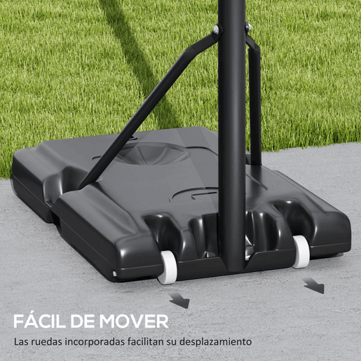 SPORTNOW Tabela de Basquetebol de Exterior com Altura Ajustável 235-305 cm Tabela de Basquetebol com Suporte Rodas Base Recarregável e Bolsa de Peso 90x60x305 cm Preto