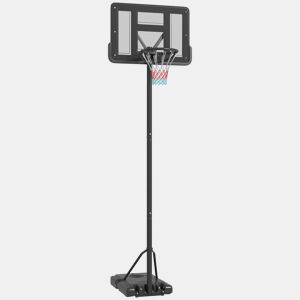 SPORTNOW Tabela de Basquetebol de Exterior 2 em 1 com Altura Ajustável 230-305 cm Cesta de Basquetebol para Piscina com Suporte Tabela de Basquetebol com Rodas Base Preenchível 110x75x195-370 cm Preto