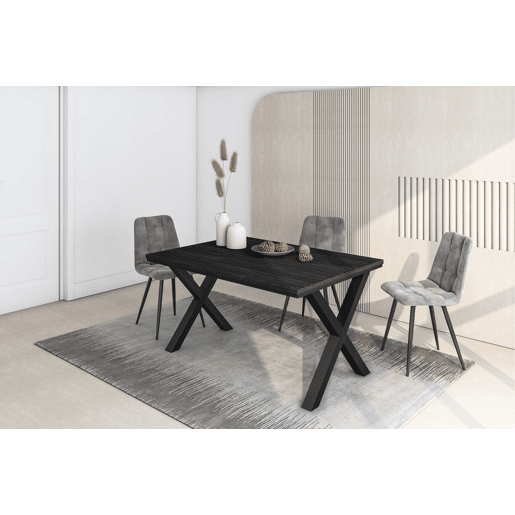 Mesa Sala de Jantar, Mesa Cozinha, 140x90x74cm, Para 6 pessoas, Móveis Sala Jantar, Estilo industrial, Preto