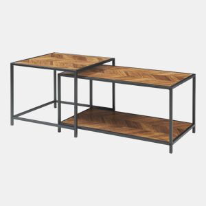 Conjunto de mesa Kurghore de 2 peças de aço Preto  Carvalho en.casa
