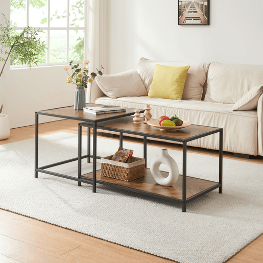 Conjunto de mesa Kurghore de 2 peças de aço Preto  Carvalho en.casa