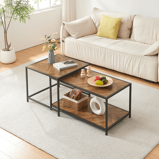 Conjunto de mesa Kurghore de 2 peças de aço Preto  Carvalho en.casa