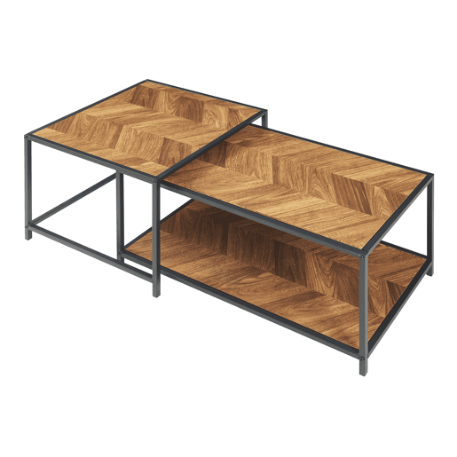 Conjunto de mesa Kurghore de 2 peças de aço Preto  Carvalho en.casa