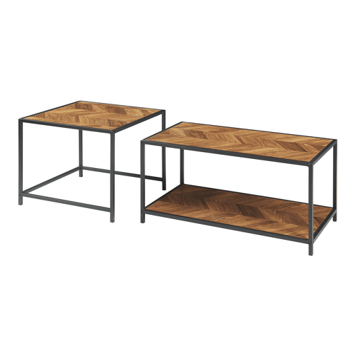 Conjunto de mesa Kurghore de 2 peças de aço Preto  Carvalho en.casa