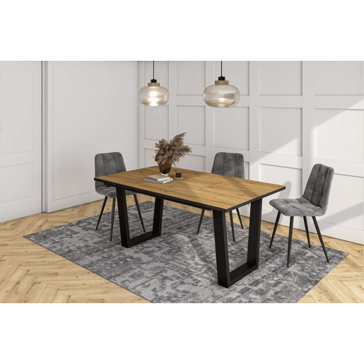 Mesa Sala de Jantar, Mesa Cozinha, 167x90x74cm, Para 8 pessoas, Móveis Sala Jantar, Estilo industrial, Carvalho e preto Mesa Sala de Jantar, Mesa Cozinha, 167x90x74cm, Para 8 pessoas, Móveis Sala Jantar, Estilo industrial, Carvalho e preto