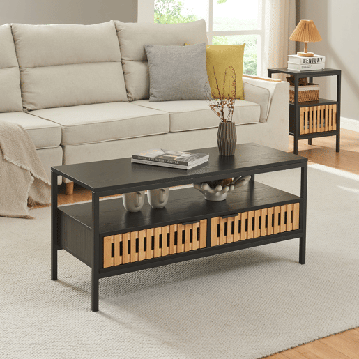 Mesa de centro Luniehti 100x40x48 cm PretoNatural en.casa