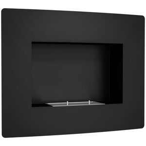 HOMCOM Lareira de Bioetanol de Parede Lareira de Bioetanol com Depósito de 0,9L Apagador de Chamas de Aço Inoxidável Tempo de Combustão 3,3H para Interiores 15-20 m² 66x16x52 cm Preto