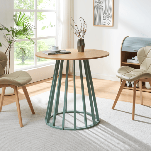 Mesa de jantar Lensuu 76x Ø80 cm Verde pastelCarvalho en.casa