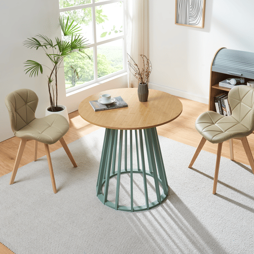 Mesa de jantar Lensuu 76x Ø80 cm Verde pastelCarvalho en.casa