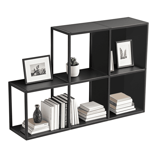 Conjunto de 5 prateleiras de parede em cubo Nostened com painéis laterais Preto en.casa