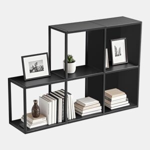 Conjunto de 5 prateleiras de parede em cubo Nostened com painéis laterais Preto en.casa