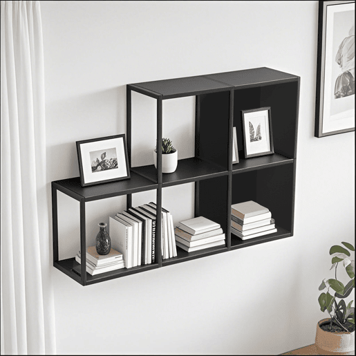 Conjunto de 5 prateleiras de parede em cubo Nostened com painéis laterais Preto en.casa