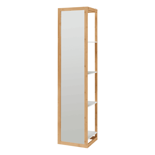 Prateleira com espelho As com 4 estantes 170x40x35 cm bambu  branco en.casa