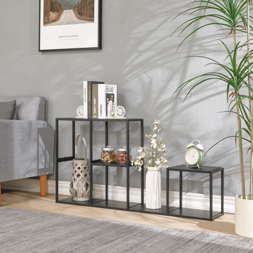 Conjunto de 5 prateleiras de parede em cubo Nostened metal Preto en.casa