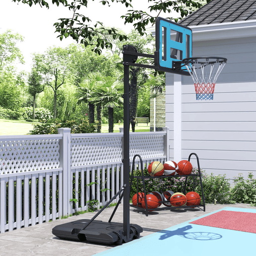 SPORTNOW Cesto de Basquetebol para Exterior, Altura Ajustável 146-236 cm, Cesto Portátil com Rodas, 2 Ajustes de Altura, Base Preenchível para Adolescentes e Adultos, Uso Interior e Exterior