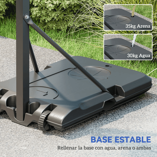 SPORTNOW Cesto de Basquetebol para Exterior, Altura Ajustável 146-236 cm, Cesto Portátil com Rodas, 2 Ajustes de Altura, Base Preenchível para Adolescentes e Adultos, Uso Interior e Exterior