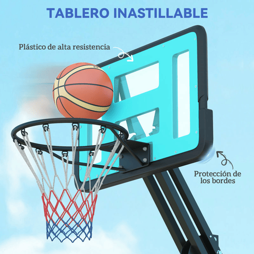 SPORTNOW Cesto de Basquetebol para Exterior, Altura Ajustável 146-236 cm, Cesto Portátil com Rodas, 2 Ajustes de Altura, Base Preenchível para Adolescentes e Adultos, Uso Interior e Exterior