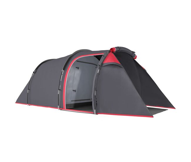 Outsunny tienda de campaña familiar tipo túnel 2 personas plegable a prueba de uv 20+ grande con vestíbulo y 4 estaciones para camping senderismo