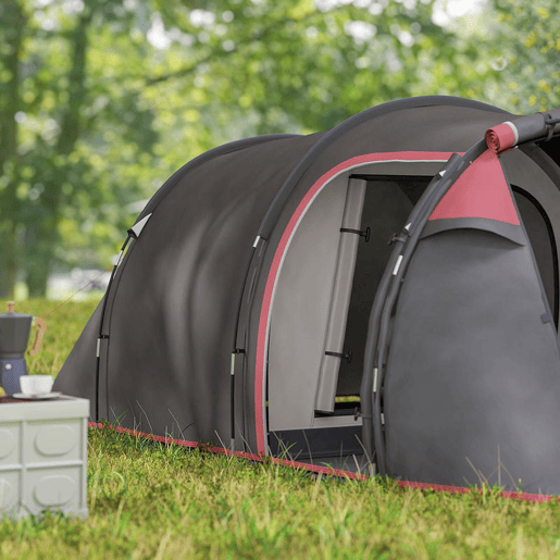 Outsunny Tenda de Campismo para 2-3 Pessoas Tenda de Campismo Dobrável à Prova d'Agua e à Prova de UV 20+ com Vestíbulo 426x206x154 cm Cinza Escuro