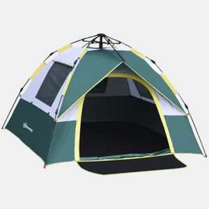 Outsunny Tenda de Campismo para 2-3 Pessoas Tenda de Campismo Dobrável com 1 Porta 3 Janelas Bolsa de Transporte e Abertura Automática para Praia Parque 205x195x135 cm Verde