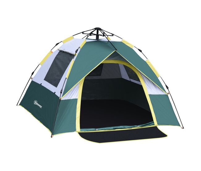 Outsunny tienda de campaña pop-up para 2 personas tienda de camping plegable impermeable 1000 mm con 3 ventanas bolsa de transporte tienda de acampada para playa parque 205x195x135 cm verde