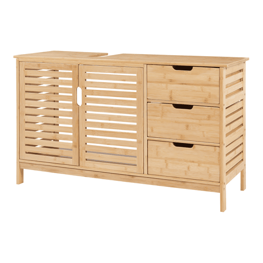 Móvel de apoio Boksereys 2 portas e 3 gavetas 60x100x35 cm em bambu natural en.casa Móvel de apoio Boksereys 2 portas e 3 gavetas 60x100x35 cm em bambu natural en.casa