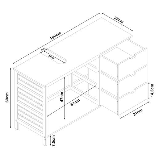 Móvel de apoio Boksereys 2 portas e 3 gavetas 60x100x35 cm em bambu natural en.casa Móvel de apoio Boksereys 2 portas e 3 gavetas 60x100x35 cm em bambu natural en.casa