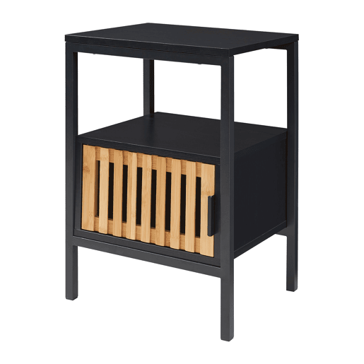 Mesa de cabeceira Luniehti 58x40x33 cm PretoNatural en.casa