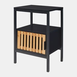 Mesa de cabeceira Luniehti 58x40x33 cm PretoNatural en.casa