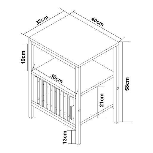 Mesa de cabeceira Luniehti 58x40x33 cm PretoNatural en.casa