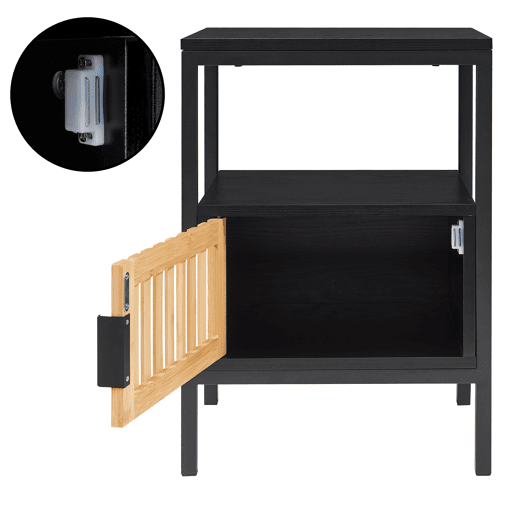 Mesa de cabeceira Luniehti 58x40x33 cm PretoNatural en.casa