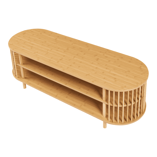 Mesa de TV Jarvenpaa bambu 4 compartimentos 150x48x50cm - Natural en.casa