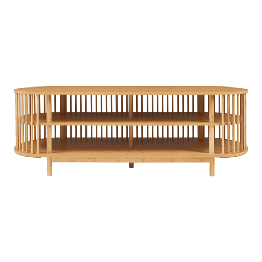 Mesa de TV Jarvenpaa bambu 4 compartimentos 150x48x50cm - Natural en.casa
