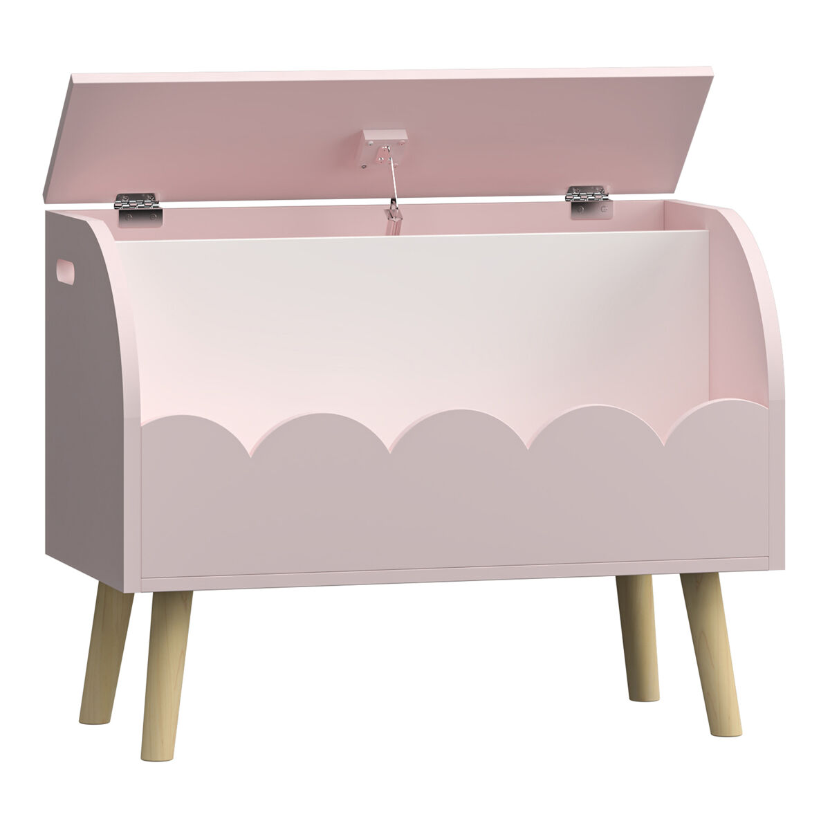Juguetero vestnes con tapa 60x30x44 cm - rosa/blanco [en.casa]