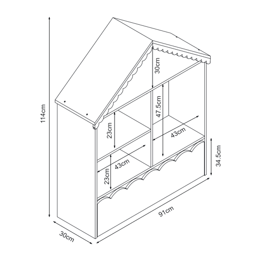 Prateleira para crianças Vestnes 114x91x30 cm - Cor-de-rosaBranco en.casa