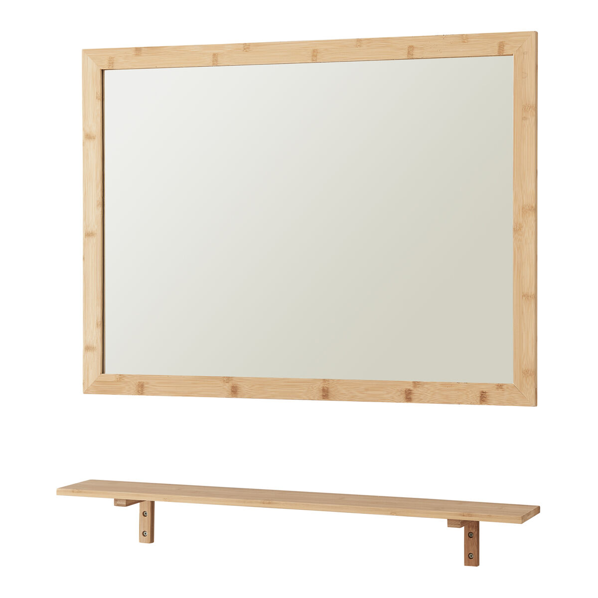 Espejo de pared Boksereys con estante bambú [en.casa]