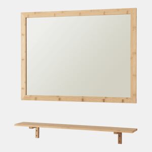 Conjunto de espelho de parede com prateleira Boksereys bamboo nature en.casa