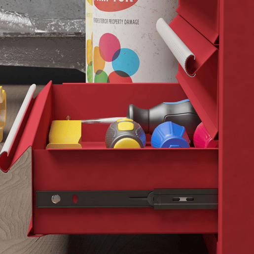 DURHAND Caixa de Ferramentas de Aço com 2 Gavetas Tampa Abatível e Fechaduras Metálicas Mala de Ferramentas Portátil para Oficina Bricolage Casa 51x22x39,5 cm Vermelho